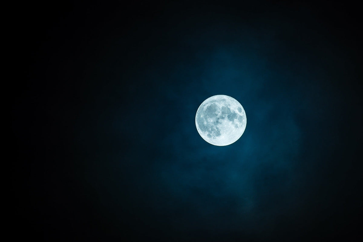 Full moon in a dark night sky
